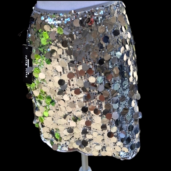 Metallic Beaded Skirt and Purse Silver Holiday Sequin Women Size Large (Bundle) - Picture 3 of 13
